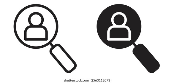 Hiring icons in black line and filled versions