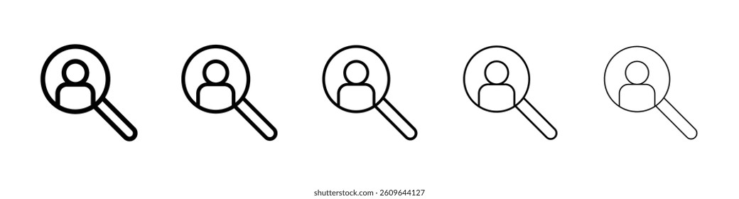 Hiring icons vectors set in different stroke lines
