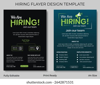 Hiring Job flyer, We are hiring Job advertisement flyer template, Vector