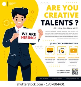 hiring job poster template stock vector