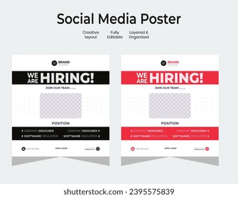 Hiring Job vacancy design poster. We are hiring post feed on square design. Open recruitment regional sales manager design template. Social media find a job layout