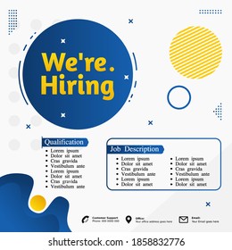 Hiring, Job vacancy design poster.Open recruitment design template. Social media post design layout
