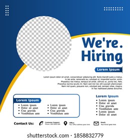 Hiring, Job vacancy design poster.Open recruitment design template. Social media post design layout