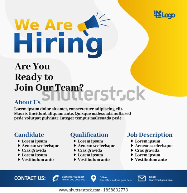 Hiring Job Vacancy Design Posteropen Recruitment Stock Vector Royalty