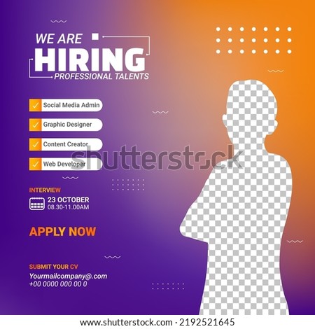Hiring job vacancy modern banner. Social media post template gradient mesh background