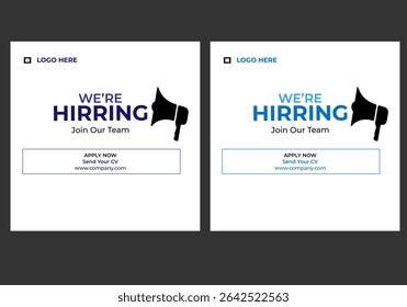 Hiring job vacancy social media post or square web banner template vector design template .
