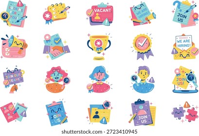Contratación Y Únase A Nosotros Ilustraciones. Pictograma moderno perfecto en trazo editable.