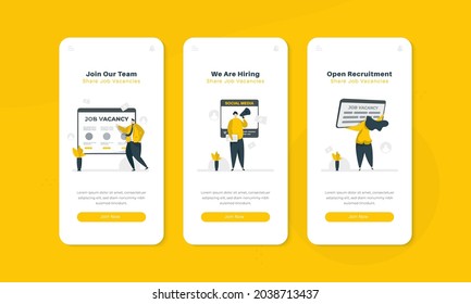 Anstellen, sich uns anschließen und Offenheit bei der Rekrutierung von Onboard-Modellen für das Interface-Konzept von mobilen Bildschirmen zeigen