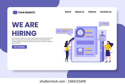 hiring landing page vector illustration. people looking for new talent. recruitment concept, for website, banner, home page, flat illustration.