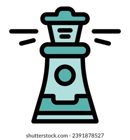 Vector de contorno de icono del faro de contratación. Equipo de trabajo. Colocar el color del candidato