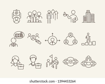 Hiring line icon set. Team, candidate, selection. Business concept. Can be used for topics like human resource, career, job