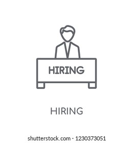 Hiring linear icon. Modern outline Hiring logo concept on white background from Human Resources collection. Suitable for use on web apps, mobile apps and print media.