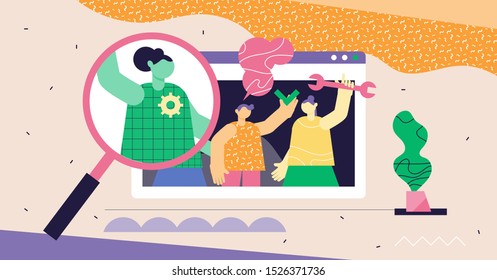 Hiring modern abstract concept vector illustration. Skilled persons group for job recruitment. Business employee interview for company vacancy research. Online corporate professional headhunting.