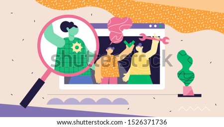 Hiring modern abstract concept vector illustration. Skilled persons group for job recruitment. Business employee interview for company vacancy research. Online corporate professional headhunting.