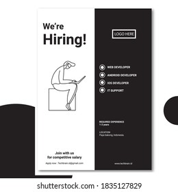 Hiring Poster Concept Template with monoline Character illustration