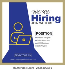Hiring Poster Template with Modern Layout and Bold Typography – Ideal for Job Announcements, Recruitment Ads, and Company Hiring Campaigns in Print or Digital Format