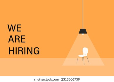 Hiring poster vector concept in minimalist style with chair. Symbol of vacancies, job offers, career development, job advertisement. Eps10 vector illustration