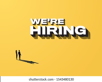 Hiring poster vector template with minimalist design and big letters typography. Jobs, career, vacancy and recruitment advertising and promotion. Eps10 illustration.