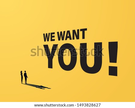 Hiring poster vector template with minimalist design and big letters typography. Jobs, career, vacancy and recruitment advertising and promotion. Eps10 vector illustration.