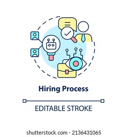 Hiring process concept icon. Recruitment. Examples of automation in business abstract idea thin line illustration. Isolated outline drawing. Editable stroke. Arial, Myriad Pro-Bold fonts used