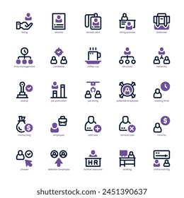 Hiring Process icon pack for your website, mobile, presentation, and logo design. Hiring Process icon dual tone design. Vector graphics illustration and editable stroke.