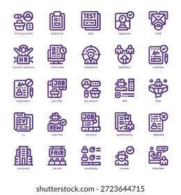 Paquete de iconos de proceso de contratación para su Sitio web, móvil, presentación y diseño de logotipo. Línea de iconos de proceso de contratación de diseño de color básico. Ilustración gráfica de Vector y trazo editable.