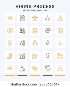 Hiring Process line icons. Trendy stroke signs for website, apps and UI. Premium set of line icons. Outline isolated signs.