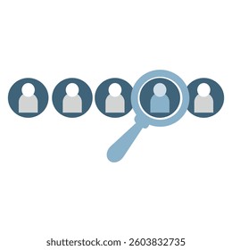 hiring to recruit candidate with magnifying glass. Suitable for explanation video about human resources, and job