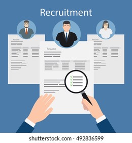 Hiring and recruiting, resume files vector illustration