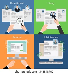 Hiring and recruiting, resume and interview. Job search and carrer. Vector illustration.