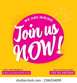 Hiring or Recruitment Advertising can be used as poster, job hiring announcement on social media, banner, flyer. Vacancies template on yellow background.