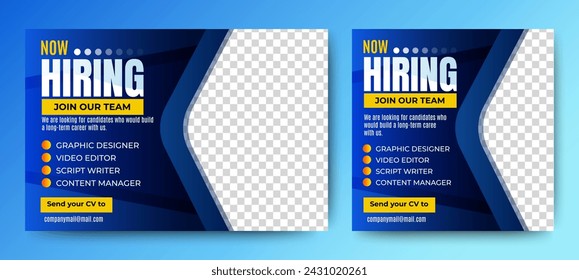Hiring Recruitment banner web page and social media post template. vector