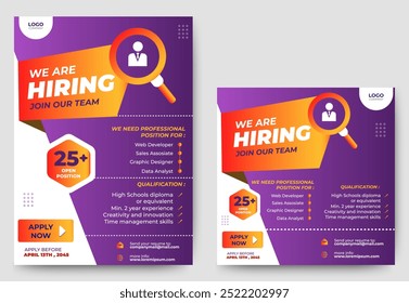 Hiring Recruitment banner web page and social media post template. vector