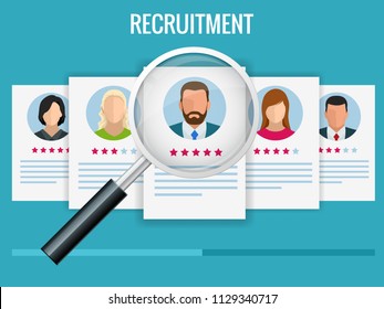 Hiring and recruitment concept for web page, banner, presentation. Job interview, recruitment agency vector illustration.