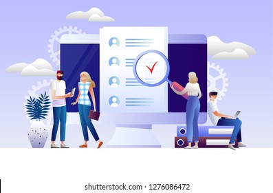 Hiring and recruitment concept for web page, banner, presentation. Job interview, recruitment agency, hr vector isometric illustration. Character design