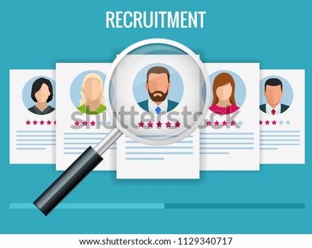 Hiring and recruitment concept for web page, banner, presentation. Job interview, recruitment agency vector illustration.