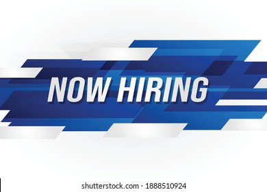 Hiring recruitment design for banner poster. We are hiring lettering with geometric shapes lines. Vector illustration typographic. Open vacancy design template.