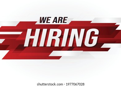 Hiring recruitment design for banner poster. We are hiring lettering with geometric shapes lines. Vector illustration typographic. Open vacancy design template.