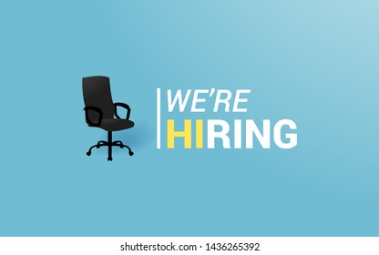 Hiring recruitment design. Open vacancy design template. Business recruiting flyer. using paper cut design style. vector illustration.