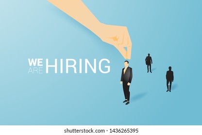 Hiring recruitment design. Open vacancy design template. Business recruiting flyer. using paper cut design style. vector illustration.