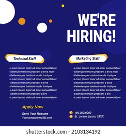 Hiring recruitment design for poster. Job vacancy banner template