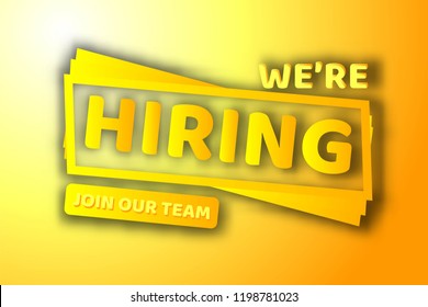 Hiring recruitment design poster. Vector illustration. Open vacancy design template.