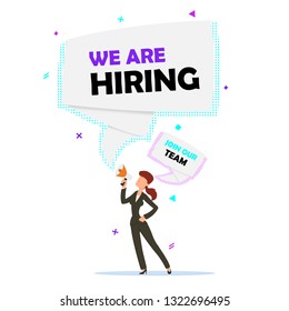 Hiring recruitment design poster. Vector illustration. Open vacancy design template.