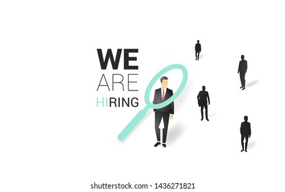 Hiring recruitment design poster vector illustration, Business recruiting flyer. Open vacancy design template with white background
