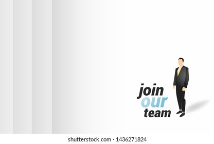 Hiring recruitment design poster vector illustration, Business recruiting flyer. Open vacancy design template with white background