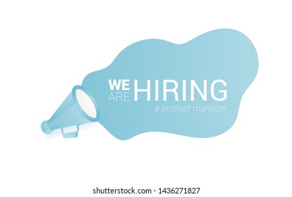 Hiring recruitment design poster vector illustration, Business recruiting flyer. Open vacancy design template with white background