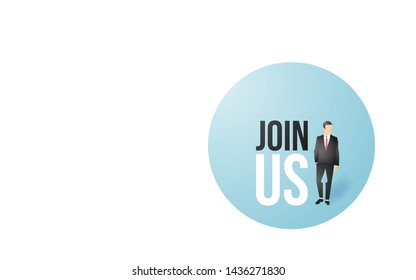 Hiring recruitment design poster vector illustration, Business recruiting flyer. Open vacancy design template with white background
