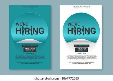 Hiring recruitment design poster. Vector Illustration