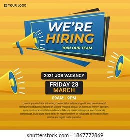 Hiring Recruitment Design Poster. Vector Illustration