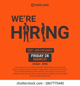 Hiring Recruitment Design Poster. Vector Illustration